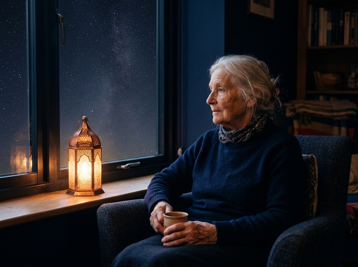 Personne âgée regardant les étoiles, symbolisant la sagesse